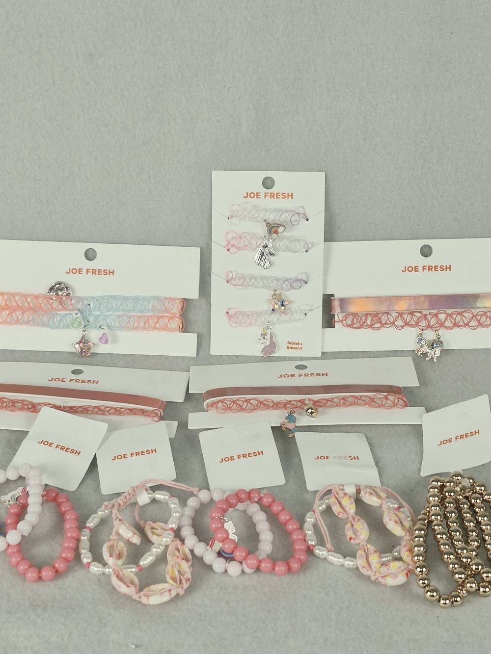Joe Fresh Pink and Pastel Kids Bracelet & Choker Lot Of 10 Pieces